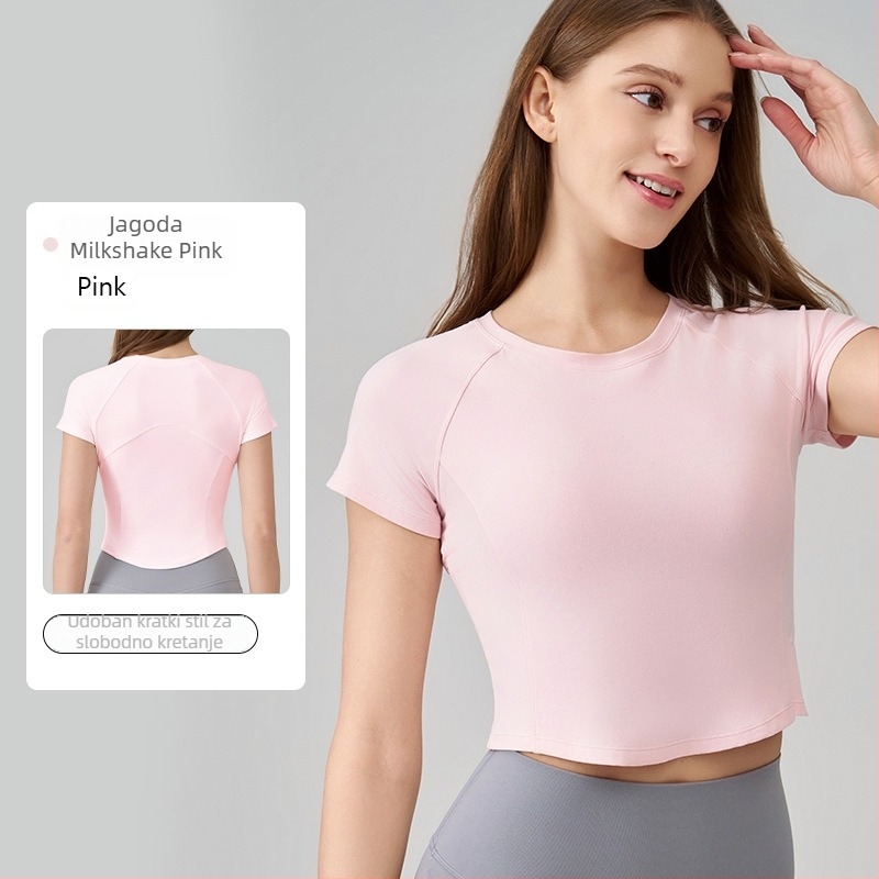 Ženski sportski top SNU Naked-Feel, uski kroj – kratki rukavi, duljina do struka, najlon 91% / spandex 9%, za trčanje, fitness i jogu