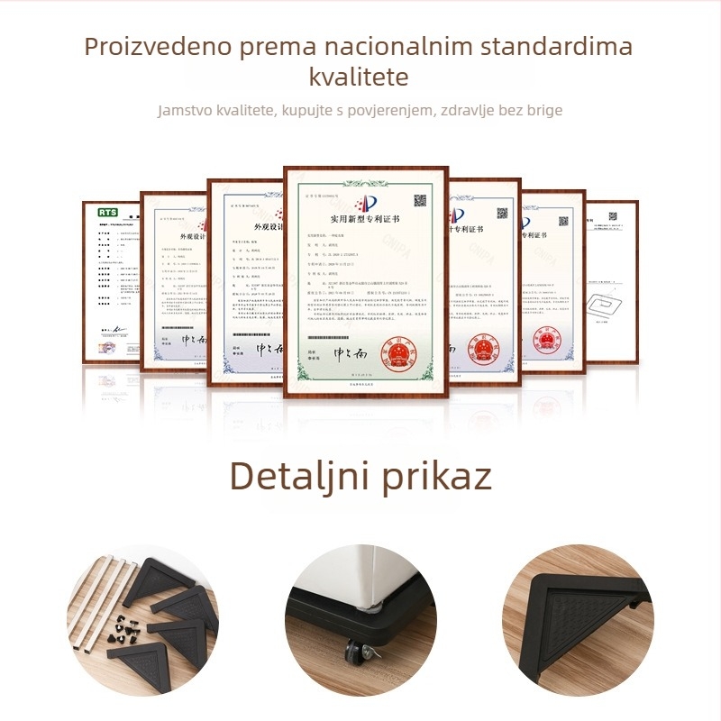 Plastični 1-etažni stalak za skladištenje — pomični, rotirajući, proširivi, bez bušenja, za kupaonicu