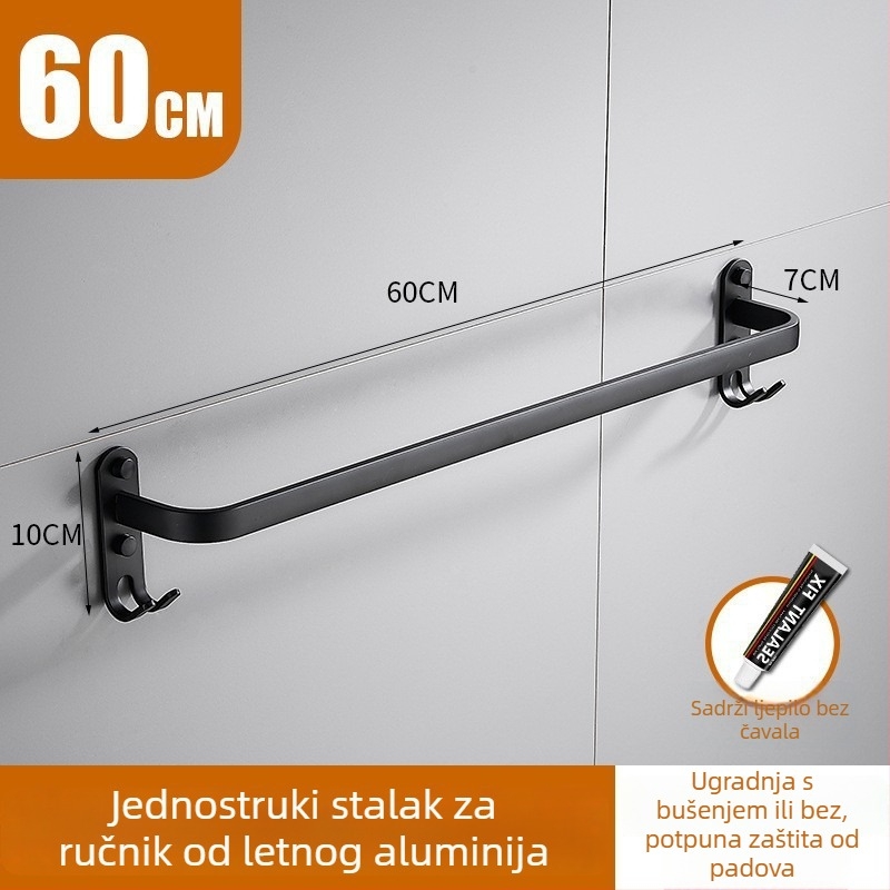 Aluminijski držač za ručnike bez bušenja, s tri šipke, otporan na hrđu, premaz plastike u spreju