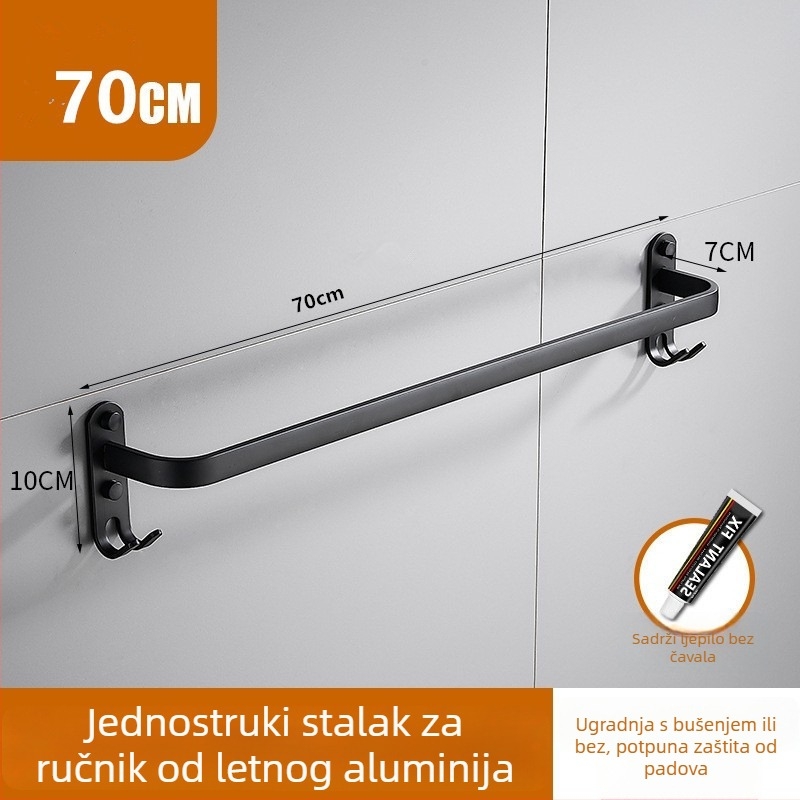 Aluminijski držač za ručnike bez bušenja, s tri šipke, otporan na hrđu, premaz plastike u spreju