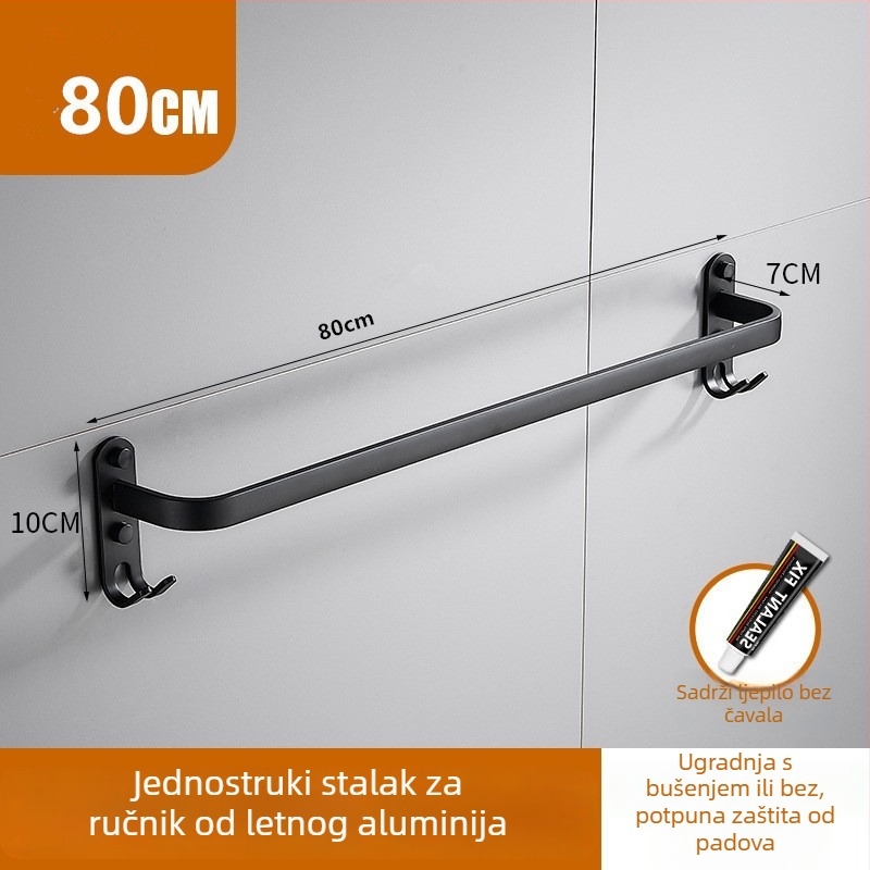 Aluminijski držač za ručnike bez bušenja, s tri šipke, otporan na hrđu, premaz plastike u spreju