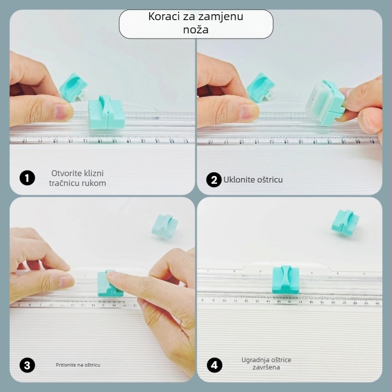 Mali ručni rezač papira sa sklopnim dvostrukim nožem, plastična konstrukcija, model A3/A4, maksimalno rezanje: A4