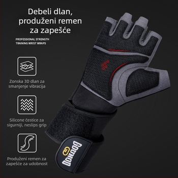 Gounod Rukavice s pola prsta za dizanje utega – zaštita dlana, otporne na habanje, od poliesterskih vlakana, za fitness