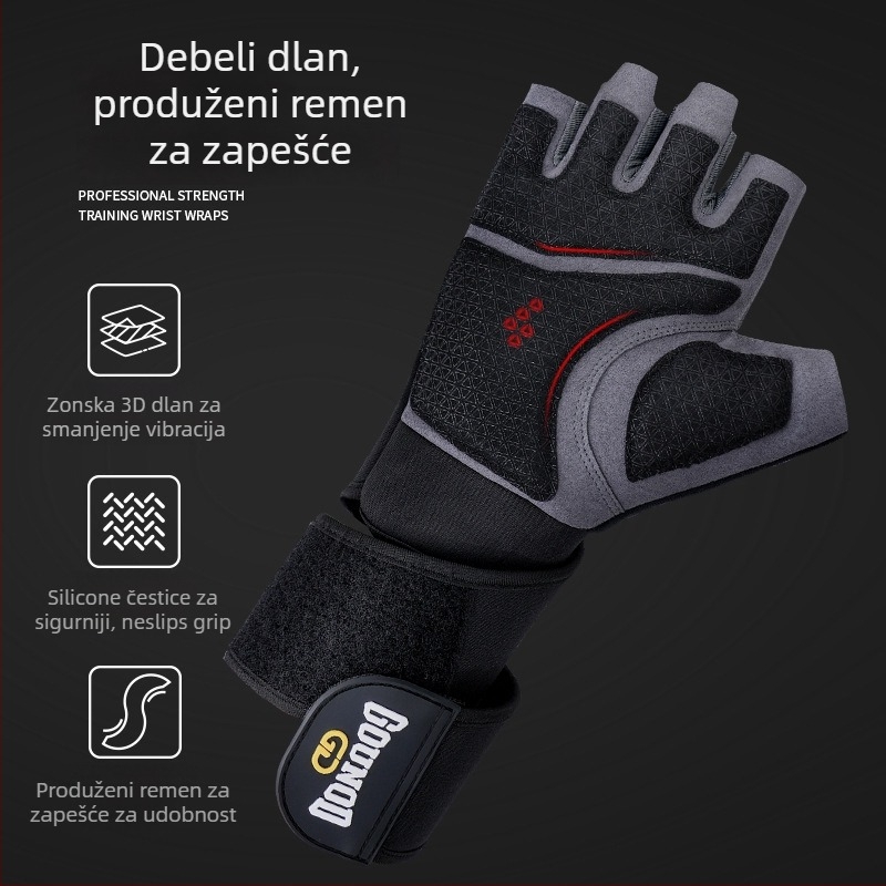 Gounod Rukavice s pola prsta za dizanje utega – zaštita dlana, otporne na habanje, od poliesterskih vlakana, za fitness