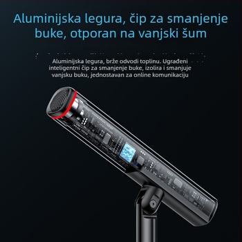 Yesido USB kondenzatorski stolni mikrofon s redukcijom šuma, Plug‑and‑Play, SNR ≥ 70 dB — pogodna za igranje, pjevanje i prijenos uživo