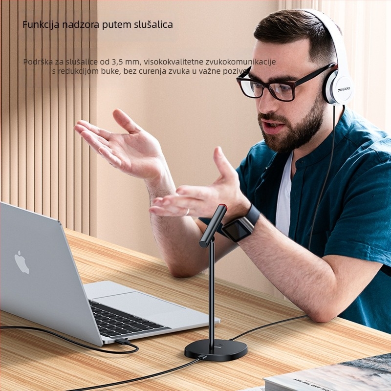 Yesido USB kondenzatorski stolni mikrofon s redukcijom šuma, Plug‑and‑Play, SNR ≥ 70 dB — pogodna za igranje, pjevanje i prijenos uživo