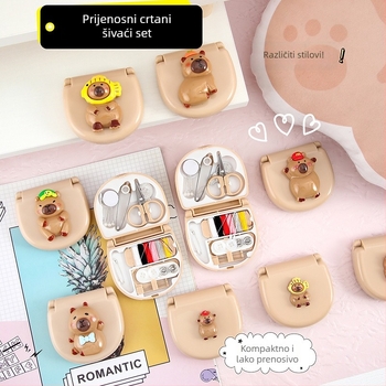 Kutija za šivanje E09 — Prijenosna kutija u cartoon stilu, set za šivenje ručnim šivanjem, težina 41–54 g