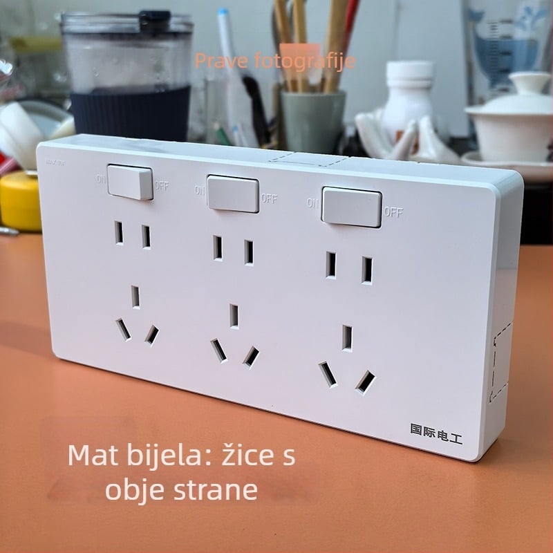 Površinski montirani panel utičnica sa 21 rupa, prekidač napajanja, tijelo od fosfor brončane, 10 A, 250 V AC, dizajn s jednim modulom i više rupa