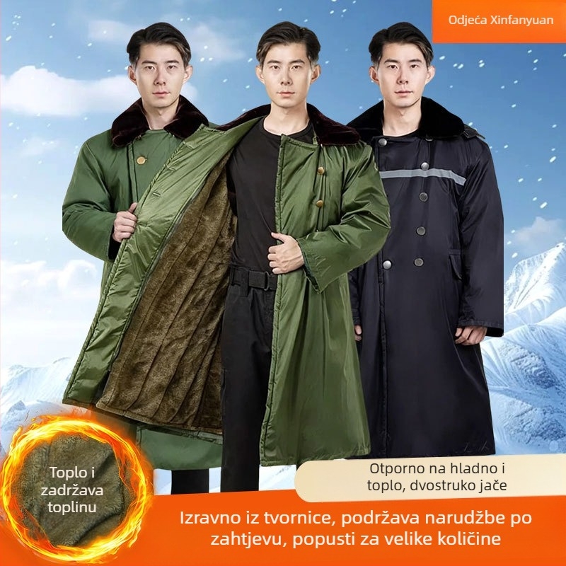 Vojnog stila dugi kaput, polar fleece, topao, jednobojan, zima, D-stil