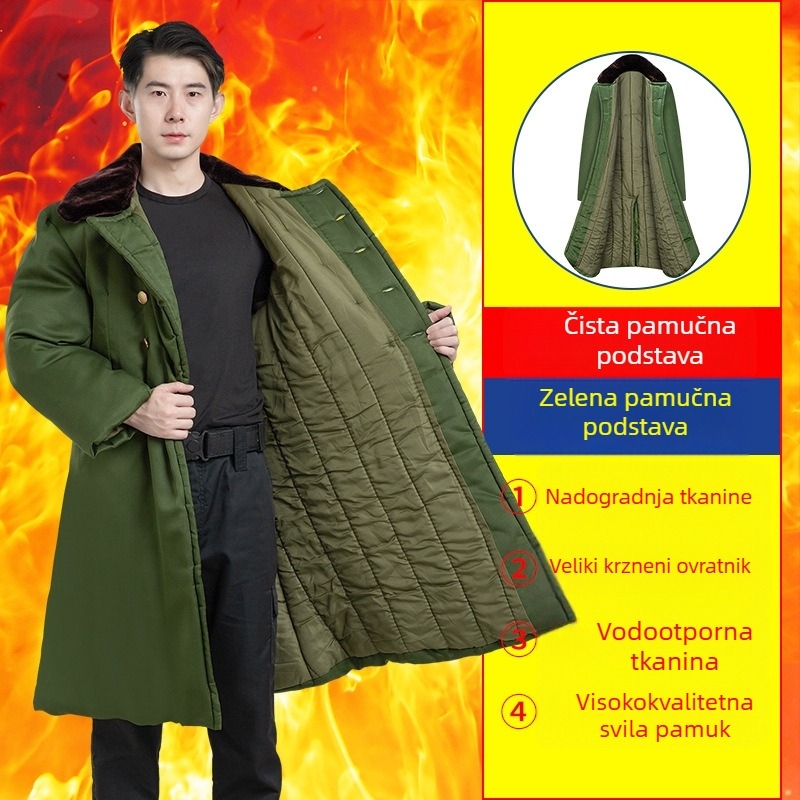 Vojnog stila dugi kaput, polar fleece, topao, jednobojan, zima, D-stil