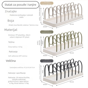 Stalak za suđe - odvojiv, sklopiv, pomični (plastični; bez ugradnje)