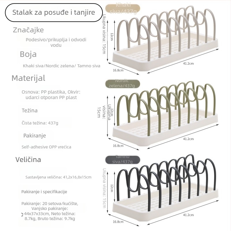 Stalak za suđe - odvojiv, sklopiv, pomični (plastični; bez ugradnje)