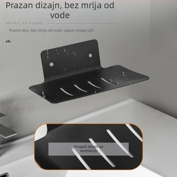 Zidni držač sapuna i polica za pohranu, bez bušenja, metalni, moderni minimalistički stil, 1 razina, kuhinjsko skladištenje