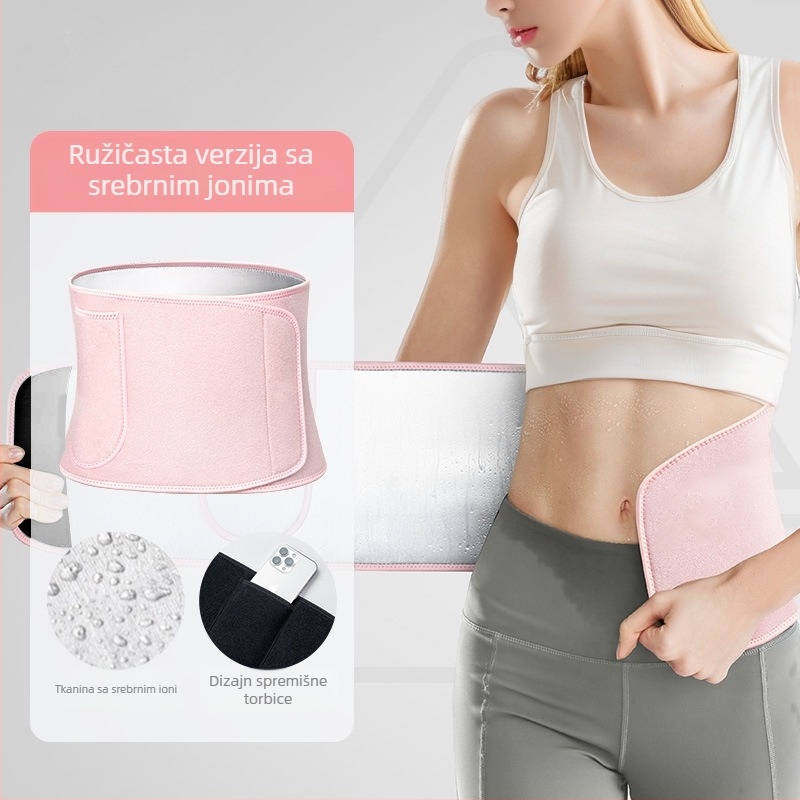 Poјас za struk sa srebrnim ionima za znojenje, za odrasle, pogodan za trčanje i jogu, poliesterska vlakna