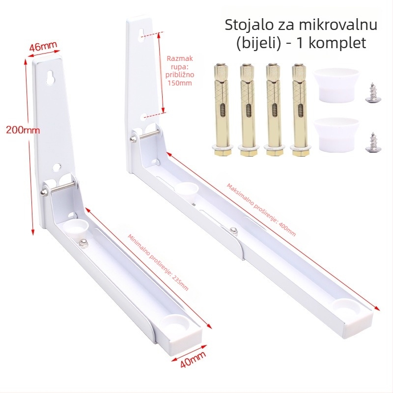 Zidni držač za mikrovalnu pećnicu od nehrđajućeg čelika, proširiv i sklopiv, nordijski stil, model 2025.1.18