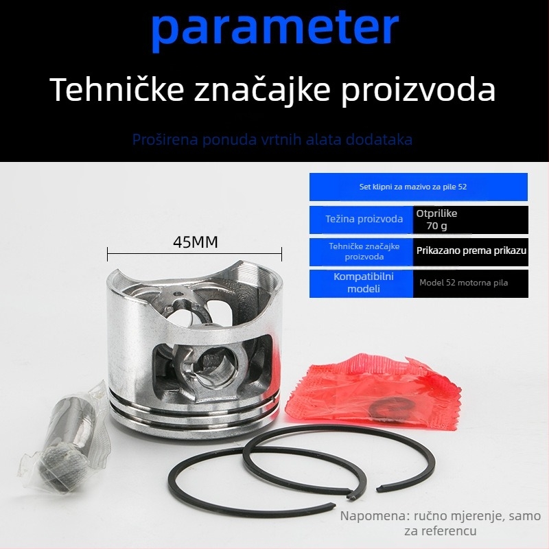 Kyushu garden set cilindra i klipa za benzinsku pilu 52/58 – prsten klipa, cilindar, blok cilindra, sklapanje, dodaci