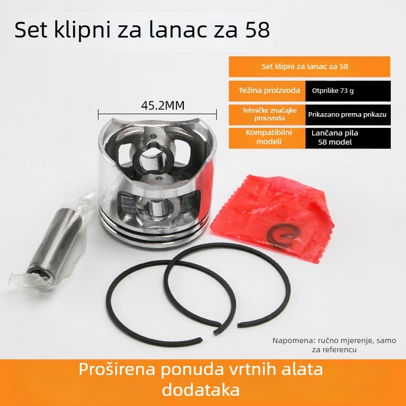Kyushu garden set cilindra i klipa za benzinsku pilu 52/58 – prsten klipa, cilindar, blok cilindra, sklapanje, dodaci