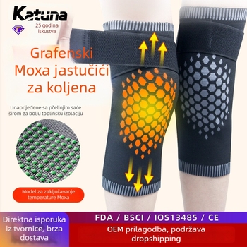 Koljena zaštitna zaštita s grafenskim grijanjem i Mugwortom, debeli flis unutrašnjost za toplinu, trake za kompresiju, protuklizno, udobna sportska zaštita koljena