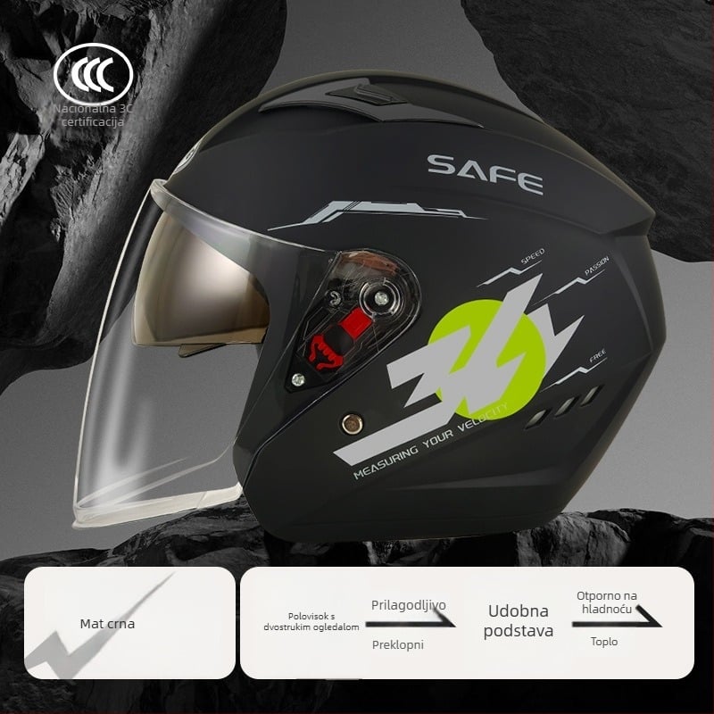 3C certificirana ABS 3/4 kaciga za zimsku uporabu na električnim motociklima