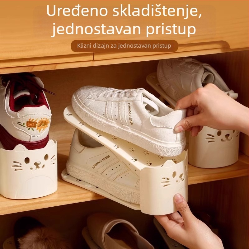 Integrirani ormar za cipele, dvostruki sloj, podesivi, štednja prostora s višeslojni pretincima, plastični