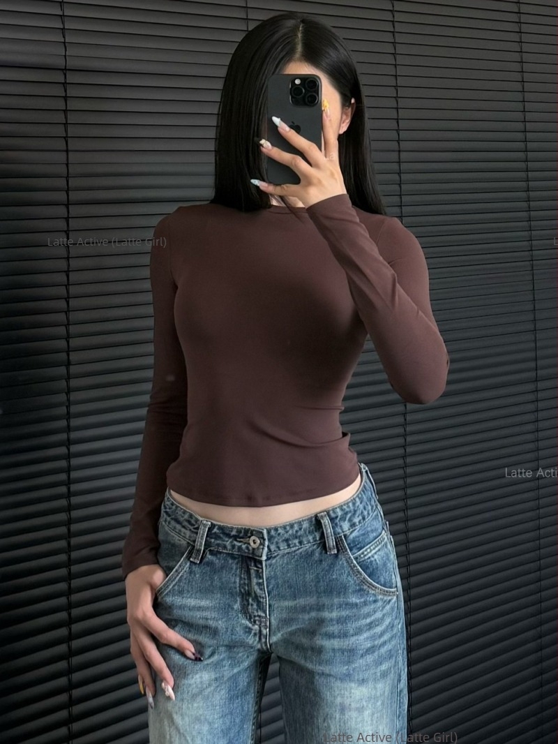 Top za jogu s visokim vratom i dugim rukavima – prozračan, tijelo prianja, tkanina od spandeksa s najlonskom podstavom, za jesen/zimu