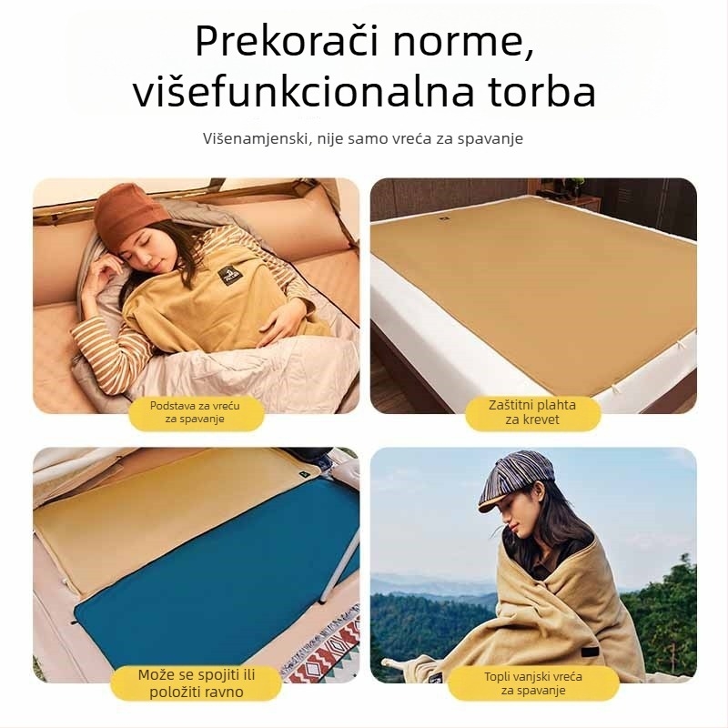 Spavaći vreća u obliku omotnice, 100% poliesterska tkanina i podstava, težina 500 g, za odrasle, pogodna za hotel, kampiranje, dnevni boravak i ured.