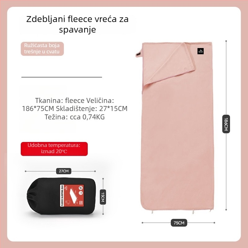 Spavaći vreća u obliku omotnice, 100% poliesterska tkanina i podstava, težina 500 g, za odrasle, pogodna za hotel, kampiranje, dnevni boravak i ured.