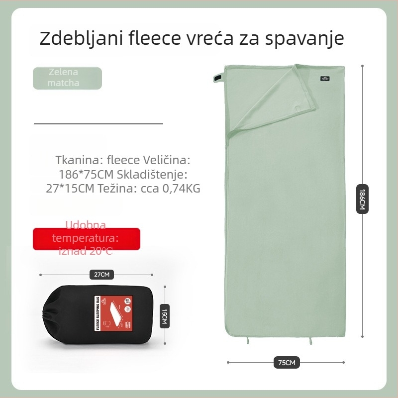 Spavaći vreća u obliku omotnice, 100% poliesterska tkanina i podstava, težina 500 g, za odrasle, pogodna za hotel, kampiranje, dnevni boravak i ured.