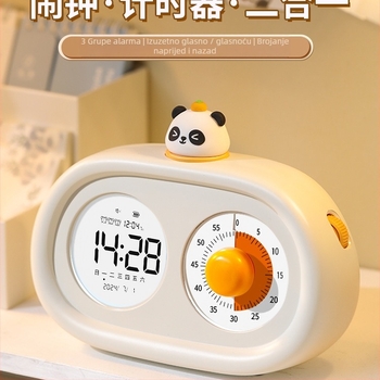 Stolni sat za učenike i djecu, tiho mehaničko kretanje, LED zaslon, vanjsko napajanje, brojčanik od kaljenog stakla