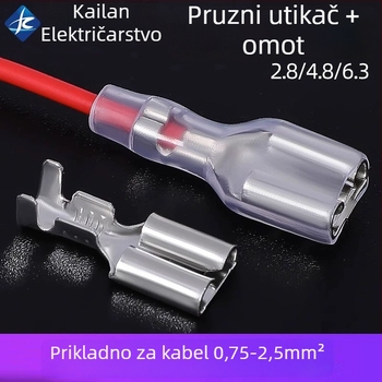 Krimpani bakreni terminalni konektor, 4.8/6.3 mm, ženski konektor, 1000 kom