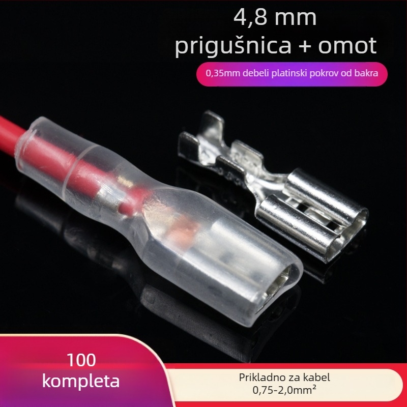 Krimpani bakreni terminalni konektor, 4.8/6.3 mm, ženski konektor, 1000 kom