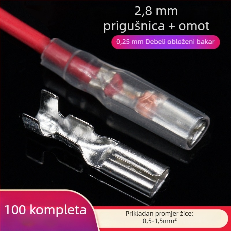 Krimpani bakreni terminalni konektor, 4.8/6.3 mm, ženski konektor, 1000 kom