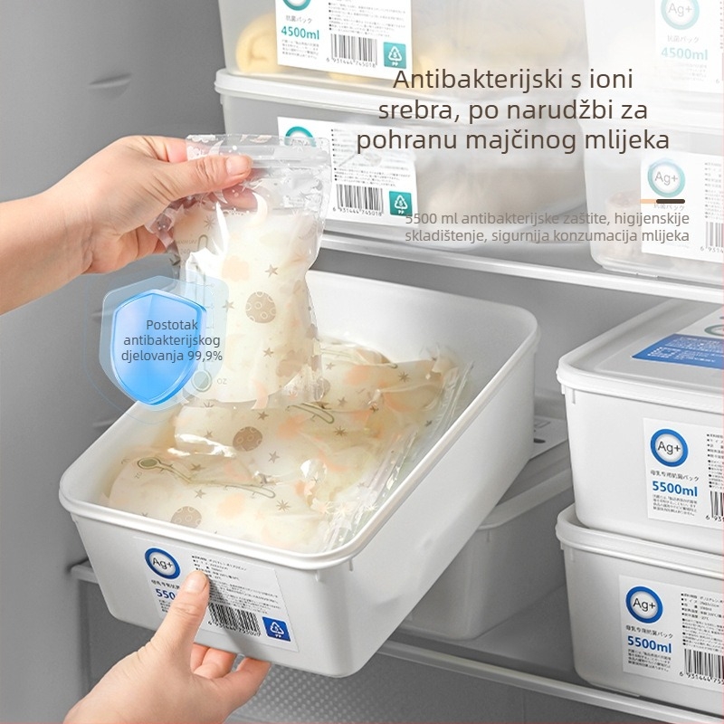 Kutija za skladištenje u japanskom stilu za hladnjak, antibakterijski srebrni ioni, prehrambeni plast, velika kapaciteta, za dumplings i parene peciva