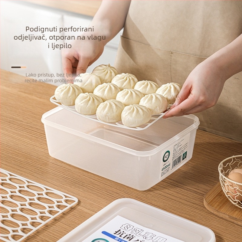 Kutija za skladištenje u japanskom stilu za hladnjak, antibakterijski srebrni ioni, prehrambeni plast, velika kapaciteta, za dumplings i parene peciva