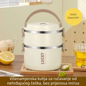 Dvostruka keramička kutija za ručak s poklopcem, okrugla, 301-500 ml, za djecu, nije prikladna za mikrovalnu