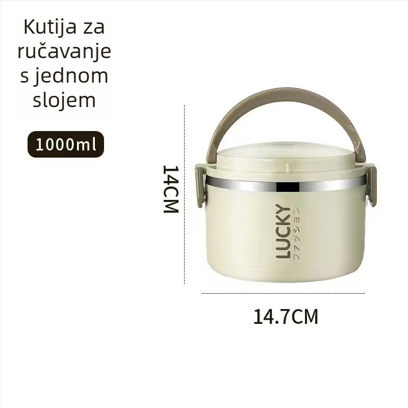 Dvostruka keramička kutija za ručak s poklopcem, okrugla, 301-500 ml, za djecu, nije prikladna za mikrovalnu