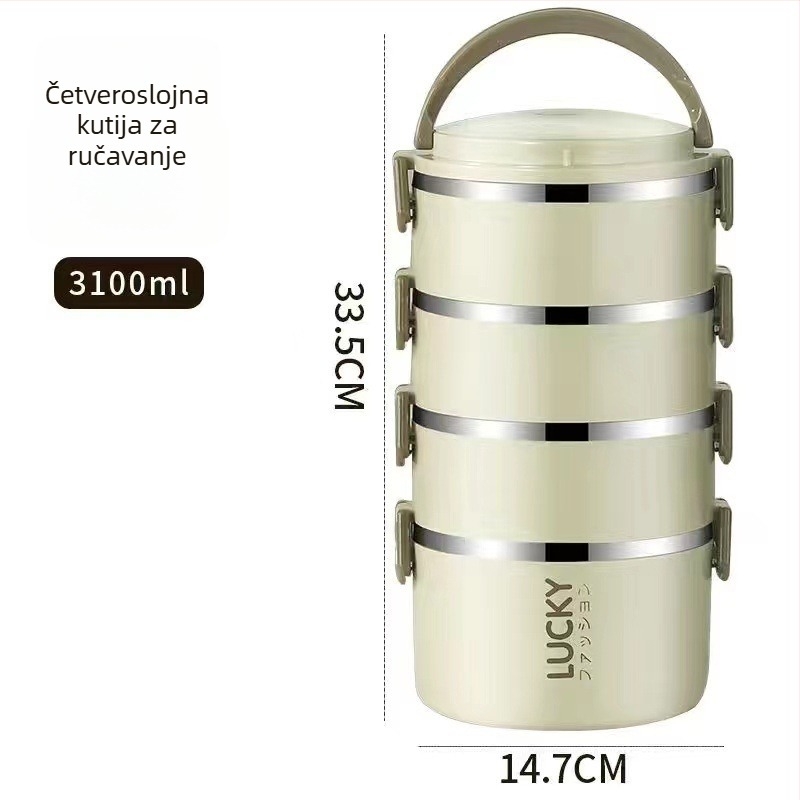 Dvostruka keramička kutija za ručak s poklopcem, okrugla, 301-500 ml, za djecu, nije prikladna za mikrovalnu