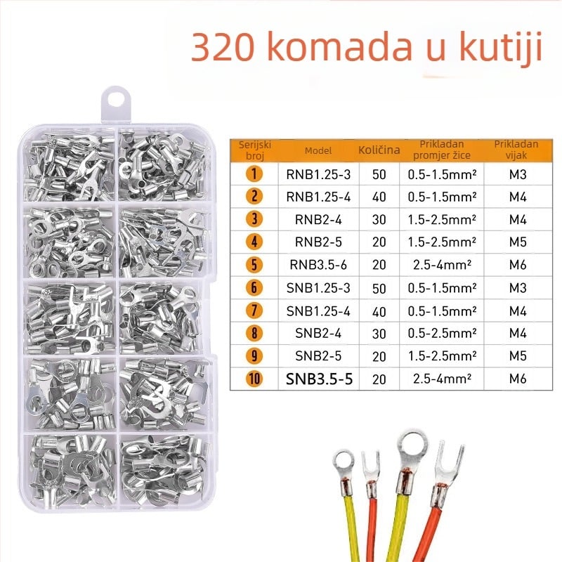 Set terminala za hladno pritiskanje OT/UT, kružnog oblika, 320 kom., ZJBOSAI