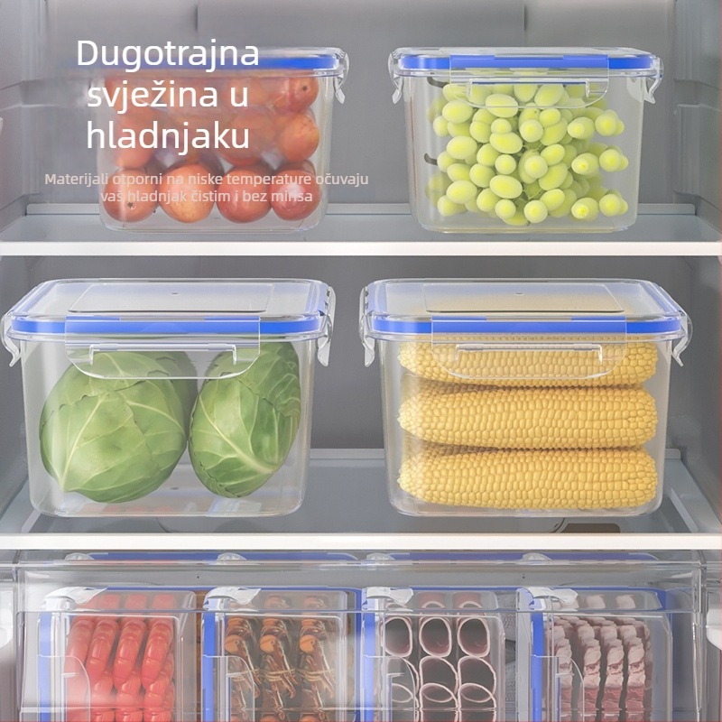 Kutija za čuvanje hrane, PP plastika, visoka prozirnost, hermetičko zatvaranje, kompatibilna s mikrovalnom pećnicom, kapacitet 501–800 ml