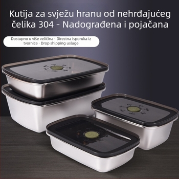 Posuda za hranu od 304 nehrđajućeg čelika s vakuumom, kvadratnog oblika, kapacitet 800–1000 ml