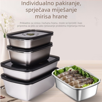 Posuda za hranu od 304 nehrđajućeg čelika s vakuumom, kvadratnog oblika, kapacitet 800–1000 ml
