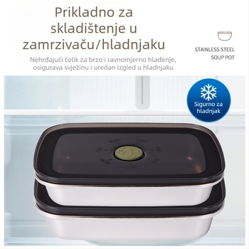 Posuda za hranu od 304 nehrđajućeg čelika s vakuumom, kvadratnog oblika, kapacitet 800–1000 ml