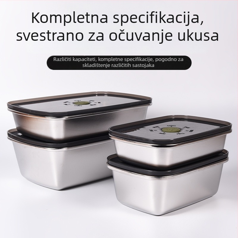Posuda za hranu od 304 nehrđajućeg čelika s vakuumom, kvadratnog oblika, kapacitet 800–1000 ml