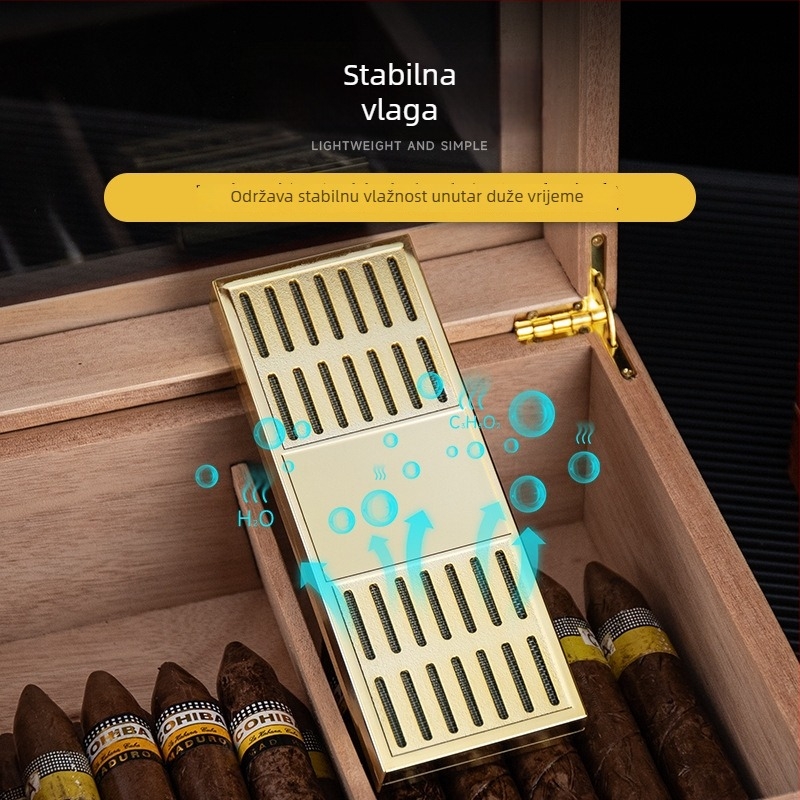 Vlaživač cigare — Prijenosna pravokutna kutija, nehrđajući čelik + ABS, za cigare i čaj, HANNICOOK