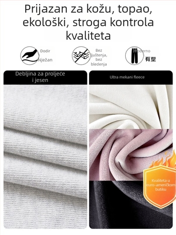 Ženske hlače američkog stila s fleece podstavom, manžetna pri gležnjevima, visokim strukom, duge, pamuk-poliester smjesa (50-70% pamuk, 30-50% poliester) – jesen 2025
