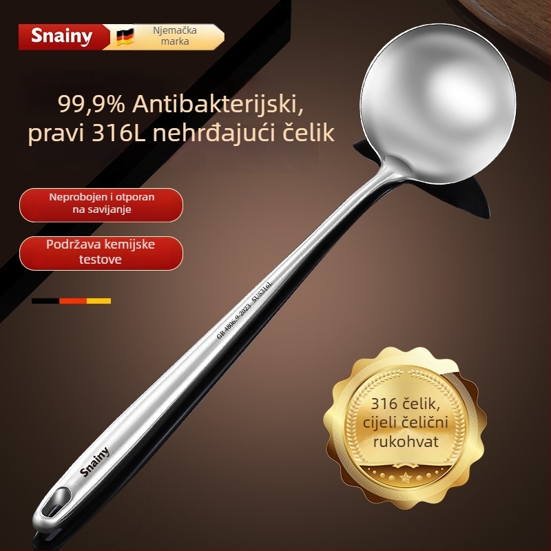 Hiaini kuhinjska špachtla od 316 nerđajućeg čelika s dugom drškom i velikom žlicom za juhu – otpornost na visoke temperature, moguć ispis logotipa