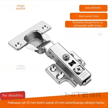 HITE šarka za vrata ormarića, nehrđajući čelik, hidrauličko tlumenje, odvojiva