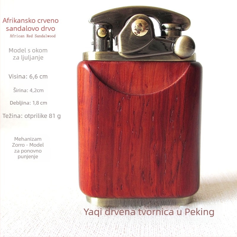 Kerozinski zapaljivač s metalnim tijelom i korom od rosewooda, otporan na vjetar, graviranje logotipa, opcija poklon kutije
