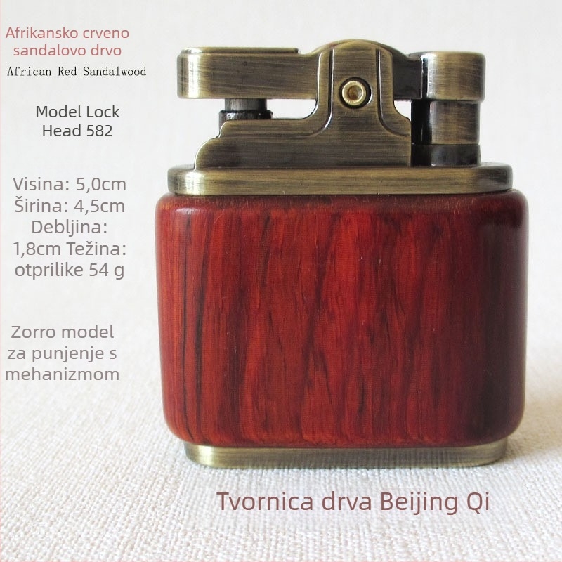 Kerozinski zapaljivač s metalnim tijelom i korom od rosewooda, otporan na vjetar, graviranje logotipa, opcija poklon kutije