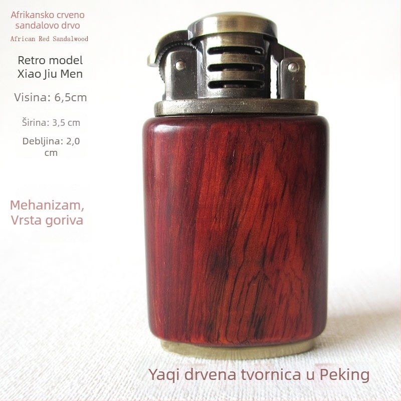 Kerozinski zapaljivač s metalnim tijelom i korom od rosewooda, otporan na vjetar, graviranje logotipa, opcija poklon kutije